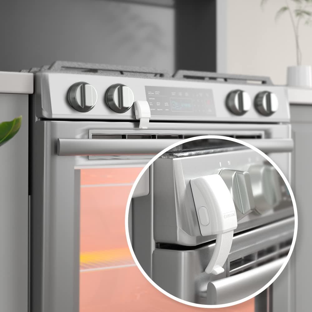 EUDEMON 1 Pack Oven Front Lock,Childproof Oven Door Lock, Easy to Install & Use Durable and Heat-Resistant Material no Tools Need or Drill(White)