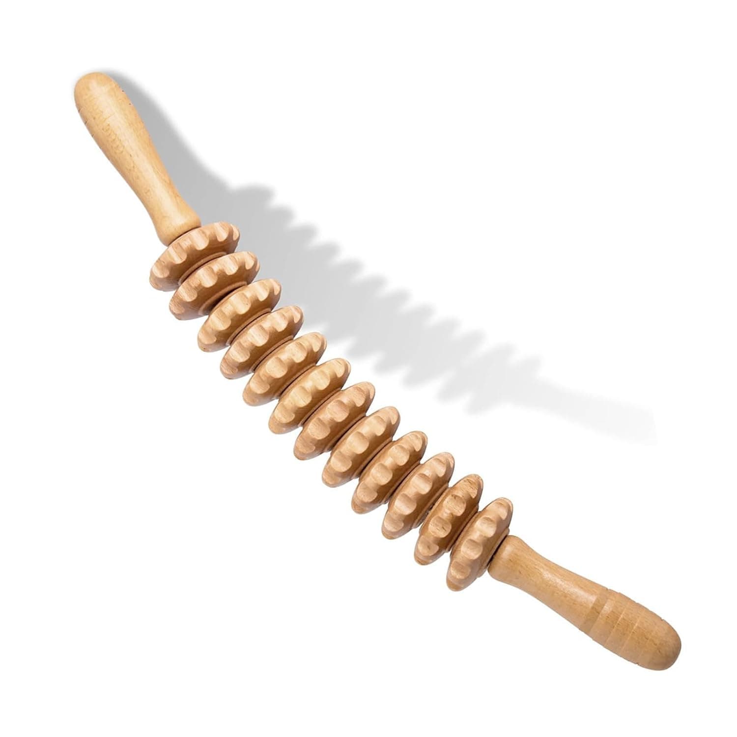 Wooden Fascia Roller with Beech Handle | Anti-cellulite massage massager, fascia rod wood for muscle relaxation, body shaping, gua sha massage