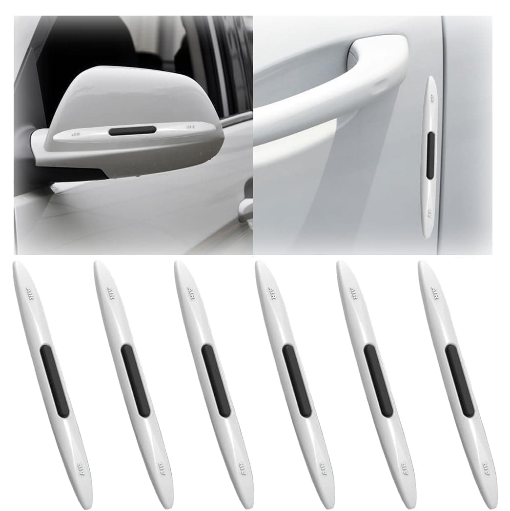 Bukela Car Side Door Edge Guards Protector, 6 PCS Anti-Collision Sticker for Auto Door Bumper Edge, Electrostatic Eliminating Strip with Airbag, Universal for All Vehicles (White)