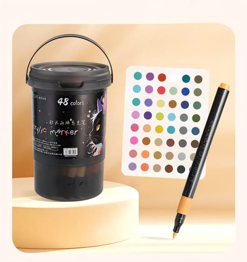 Acrylic Paint Markers Set, Acrylic Marker Pens for Rock Painting, Wood, Fabric, Ceramic, Glass & Canvas, Quick Dry Water-Based Paint Markers for Artists, Kids & DIY Crafts (48)