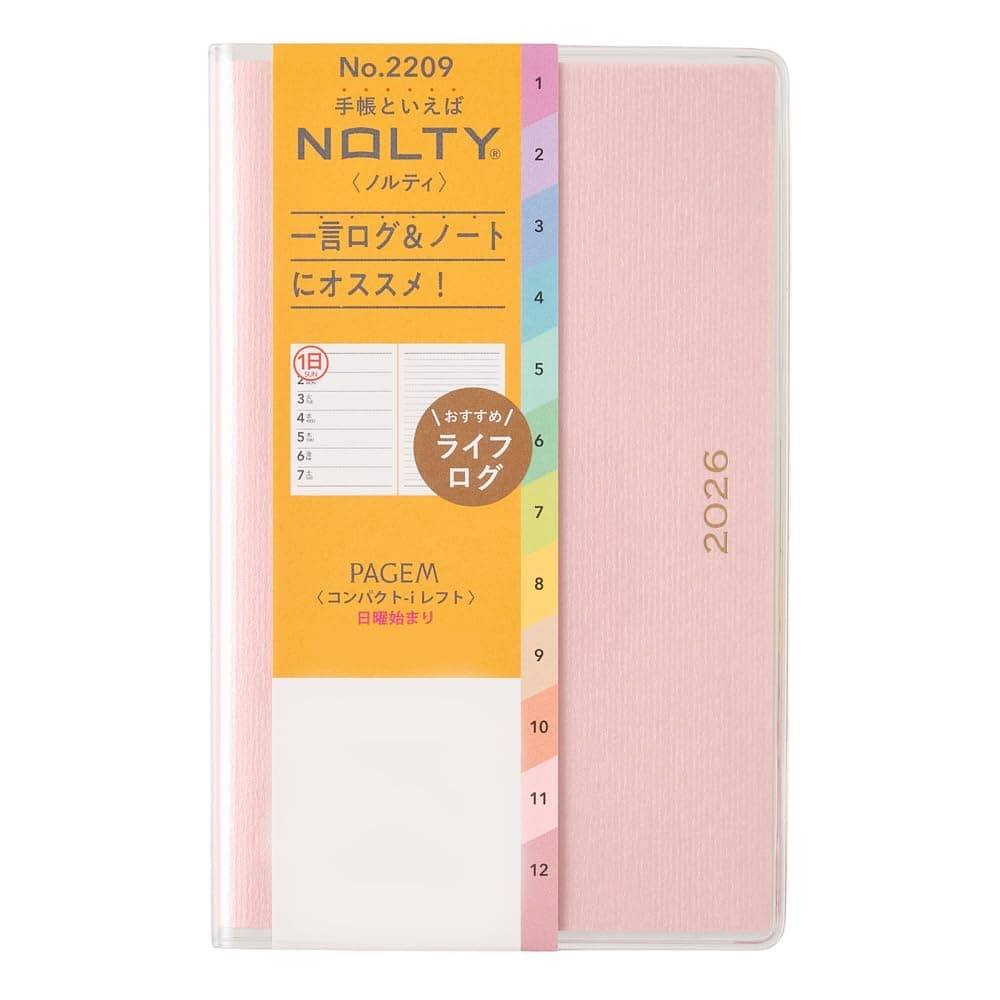 NOLTY PAGEM Compact-i Left Weekly Planner 2026, January Start, Japanese Edition, Pink, 2026-2209