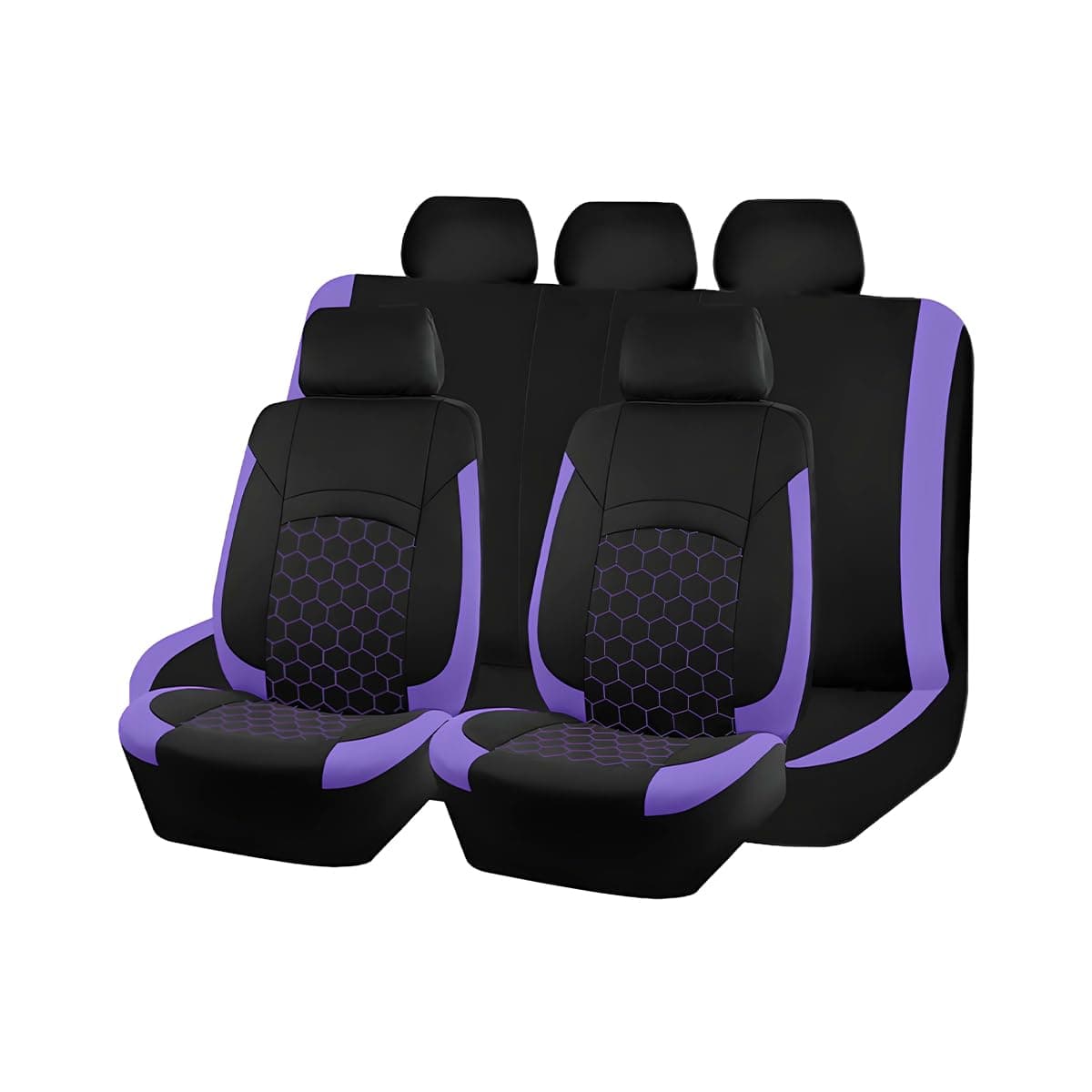 Car Seat Cover Full Sets, Polyester Foam Breathable Waterproof Vehicle Split Front Rear Seat Protectors, Automotive Interior Chair Cushion Pad, Universal for SUV RV Truck (Purple)