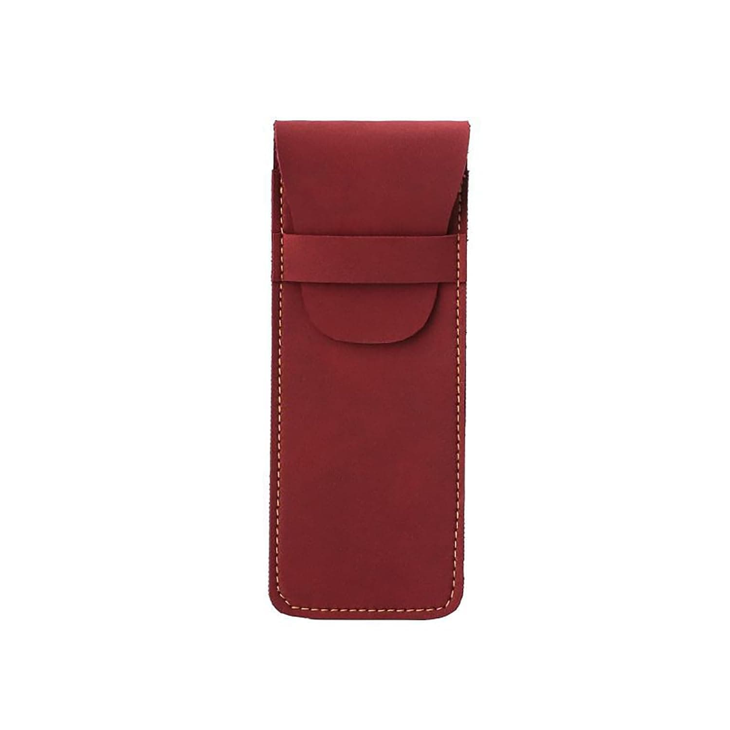 Vintage Leather Pen Case Pocket Pen Pouch Mini Stationery Organizer Bag for Office Women Men Business Travel(Wine red)