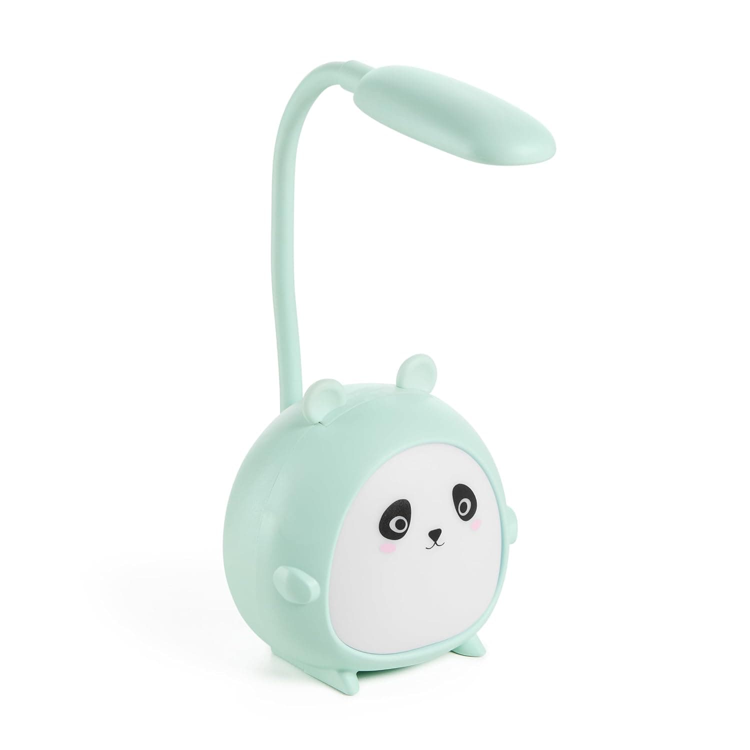 Back2Fun - Rechargeable LED Lamp for Kids with Flexible Neck and Three Lighting Modes, Panda Kids Design, 4 Hours Runtime, Mint Green