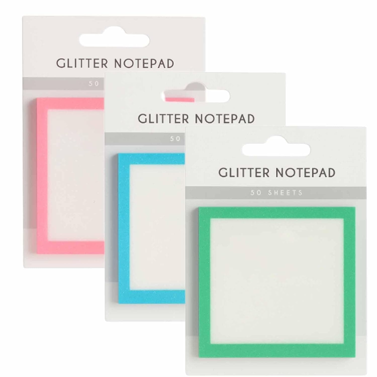Sparkle Sticky Notes, 3pcs Transparent Glitter Post It Notes, Cute Clear Self-Adhesive Memo Pads, Pastel Small To Do List Note Pads for Office School Stationery Supplies