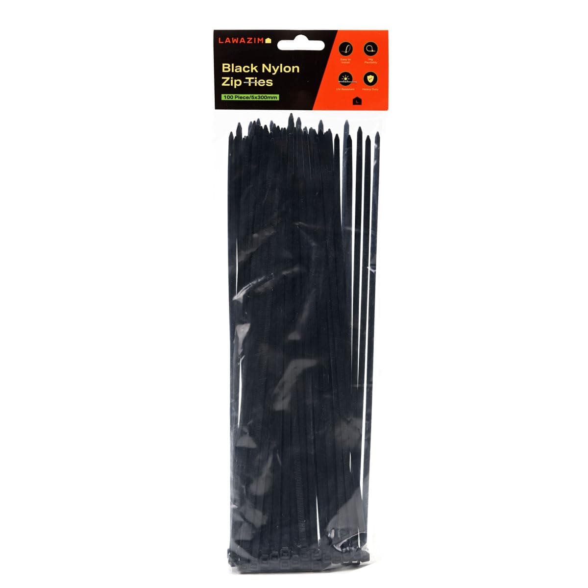 Lawazim 4 Inch Black Nylon Zip Ties - 100 Piece 5x100mm Multi-Purpose Self-Locking Cable Zip Ties, UV Resistant Flexible Wire Ties for Home, Office, Workshop, Cord Management, Indoor and Outdoor Use