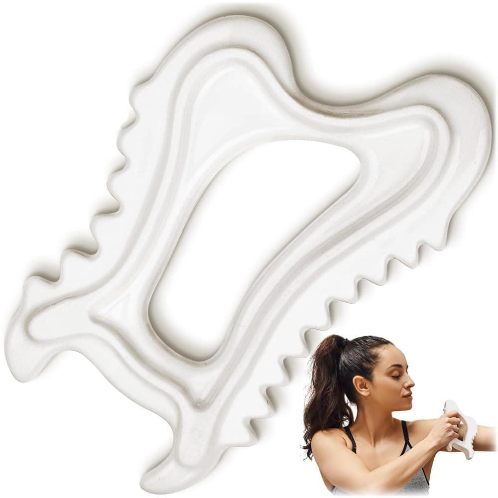 Ceramic Gua Sha Massage Tool for Face & Body, AZONEE Muscle Scraping Tool for Lymphatic Drainage & Fascia Massage, Trigger Point Massager for Body Sculpting & Contouring