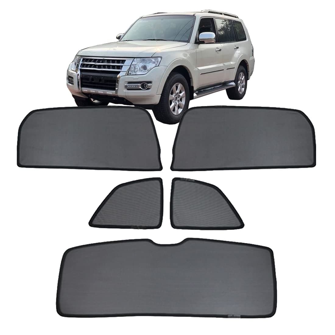 ZJIEX Car Window Shade For Kids Side Window Sun Shade For Pajero V97 2006-2021 Magnetic Curtain Sun UV Protection Covers For Baby Sleeping Auto Accessories,Rear+Triangular+Back-windscreen-5PCS
