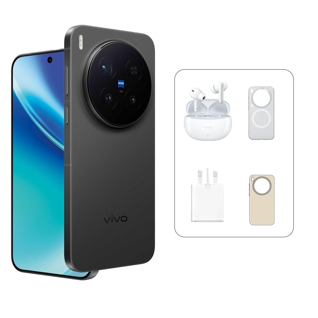vivo X300 Pro 5G (Phantom Black,16+512GB) | AMOLED 120Hz| 200MP ZEISS Camera | MediaTek Dimensity 9500 | IP69 | Magnetic Case+vivo TWS Air 30M Warranty, 12M Screen Replacement – Middle East Version