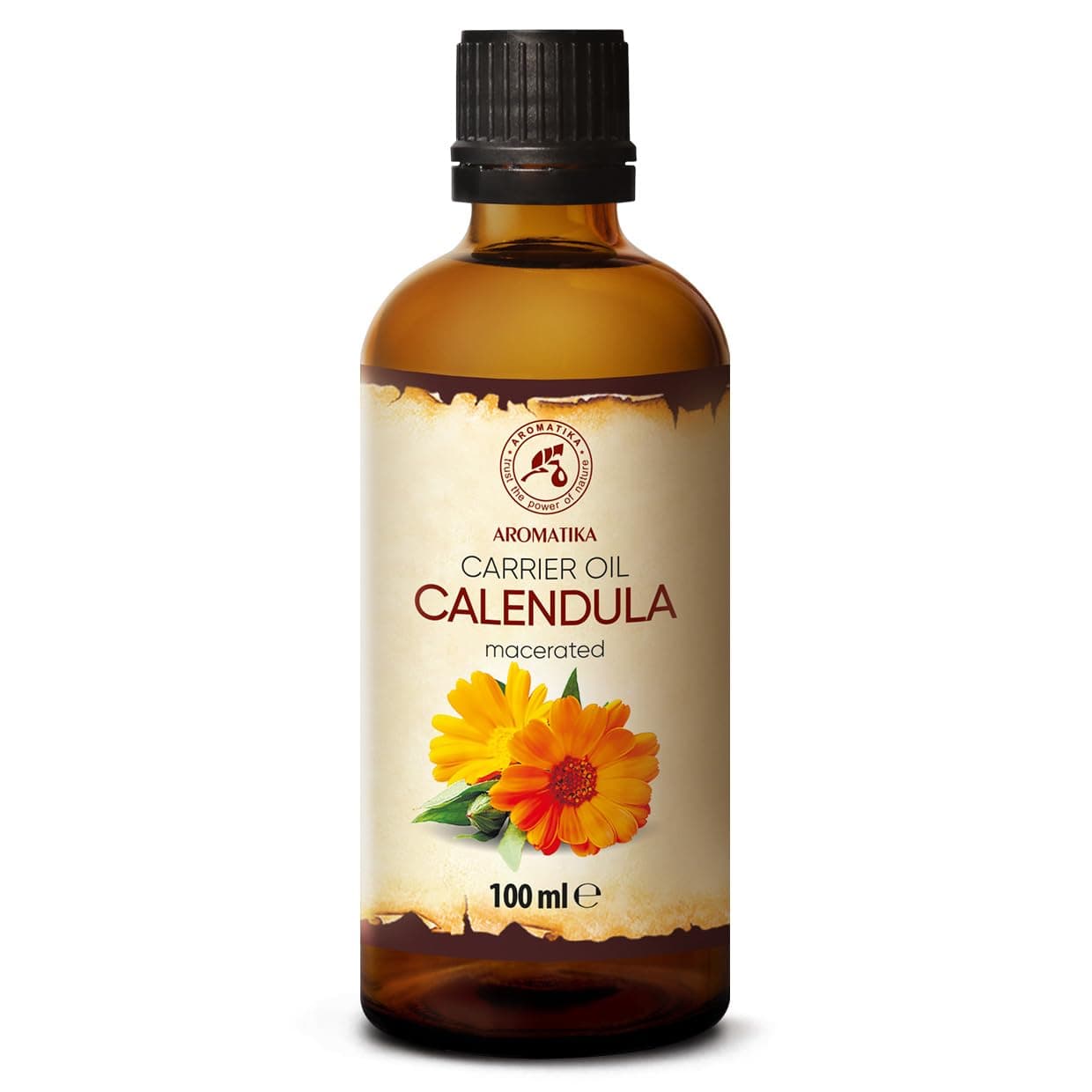 AROMATIKA Calendula Carrier Oil 100 ml - 100% Pure & Natural Calendula Officinalis Base Oil for Face, Body & Skin Care - Moisturising Cosmetic Oil for Massage, Bath, Relaxation & Beauty Care