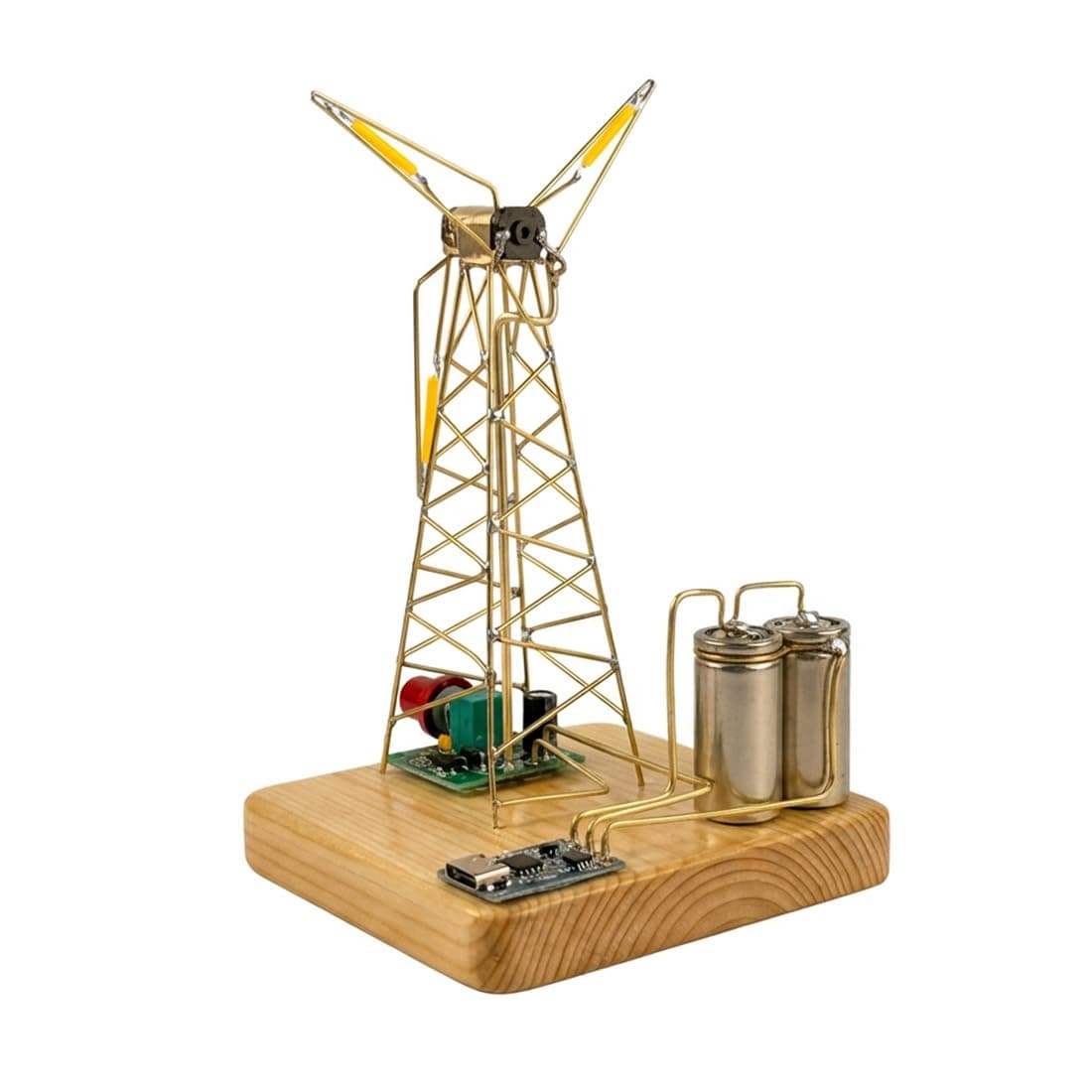 Metal Desktop Windmills Nlight Light, Industrial-Style Windmill Lamp with Pre-Shaped Copper Wire, Mechanical Art Lamp with Motorized Spinning Blades, Ideal for Decoration