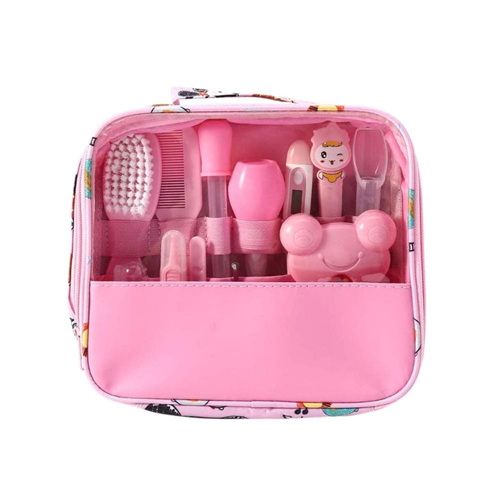 Moonvvin Baby Care Kit 13pcs/Set Newborn Grooming Set Essential Healthcare Accessories for Travelling Home Use with Carry Bag (Pink)