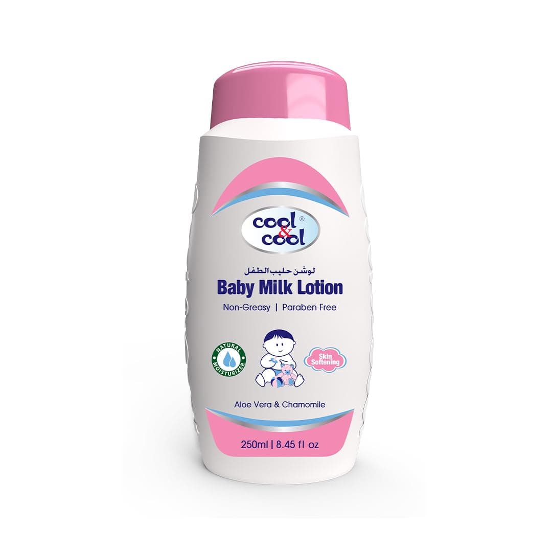 Cool & Cool Baby Milk Lotion - 250ML - Skin Softening,Non - Greasy,Paraben-Free,Vitamin-E Aloe Vera & Chamomile Extract With Extra Mild Formula