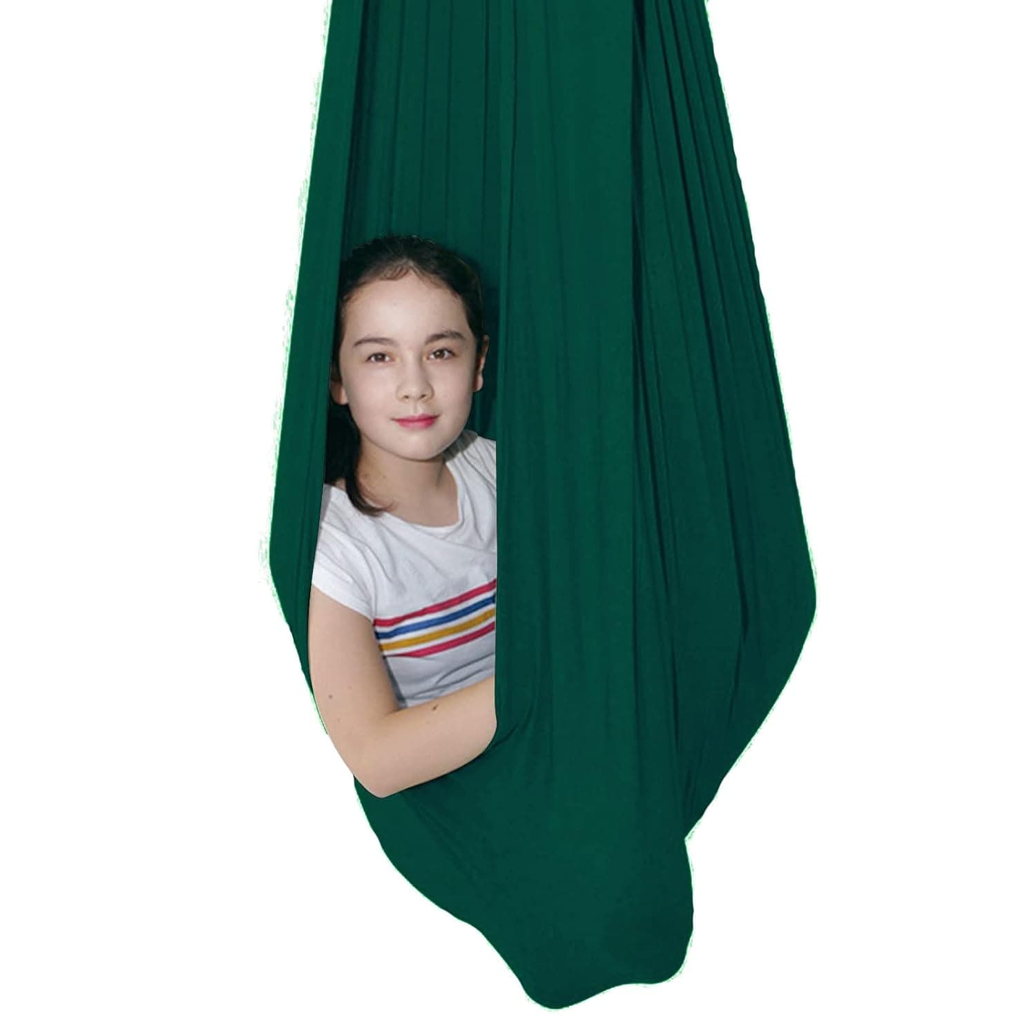 Sensory Swing for adults Indoor kids Therapy Swing Calming Snuggle Hammock durable soft strong fabric swing Best suited for children with SPD Autism and Asperger (Color : Dark green, Size : 1.5M x 2