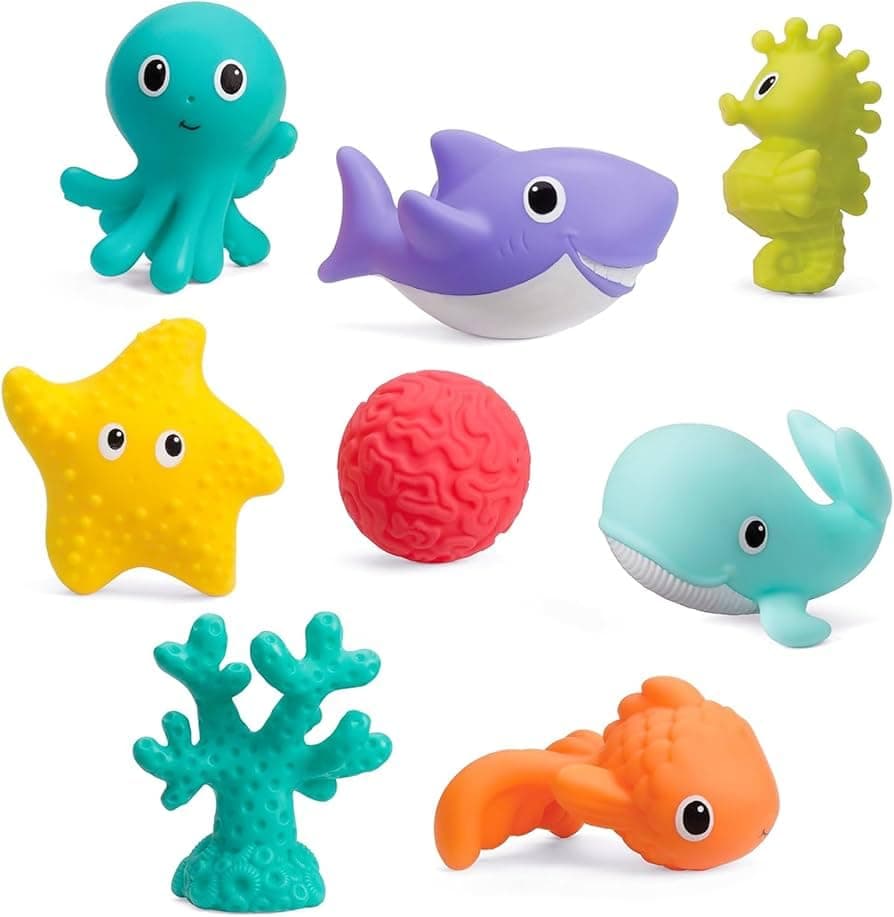 Infantino -Easy Clean Bath Squirters With Clipstrip |Baby Bathing Toys|
