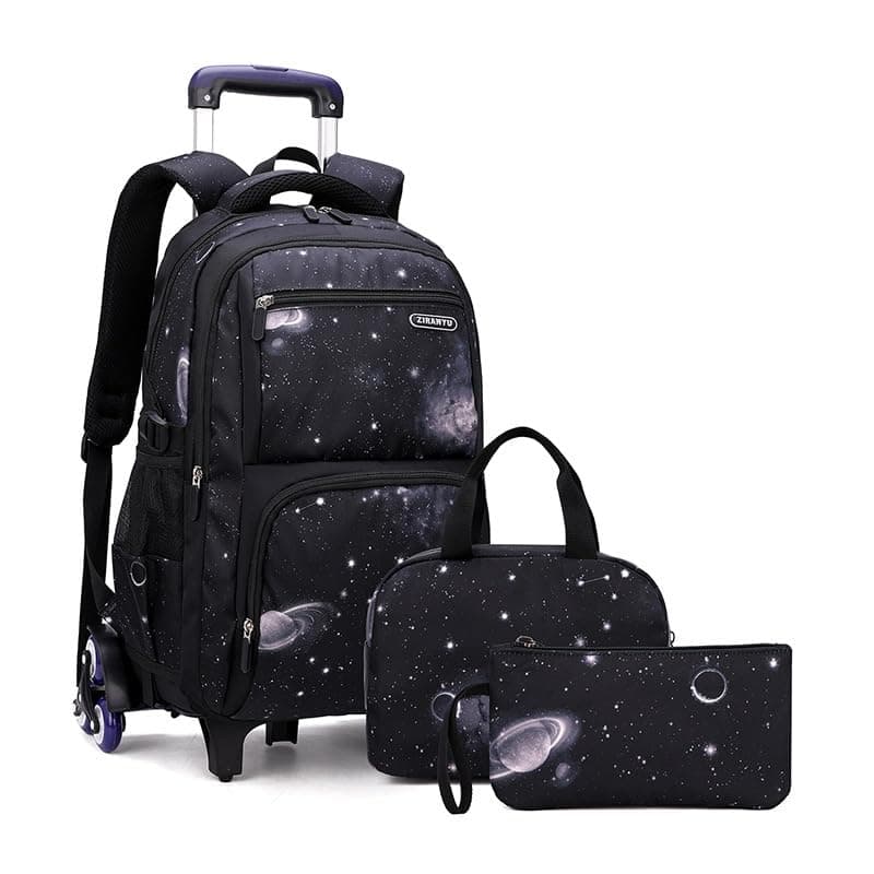 3Pcs Rolling Backpack, Kids' Luggage Wheeled Backpack with Lunch Bag and Pencil Bag for School