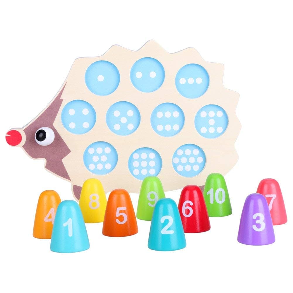 Educational Wooden Math Toy Cartoon DIY Colorful Hedgehog Matching Numeral Infant Baby Children Birthday Gift