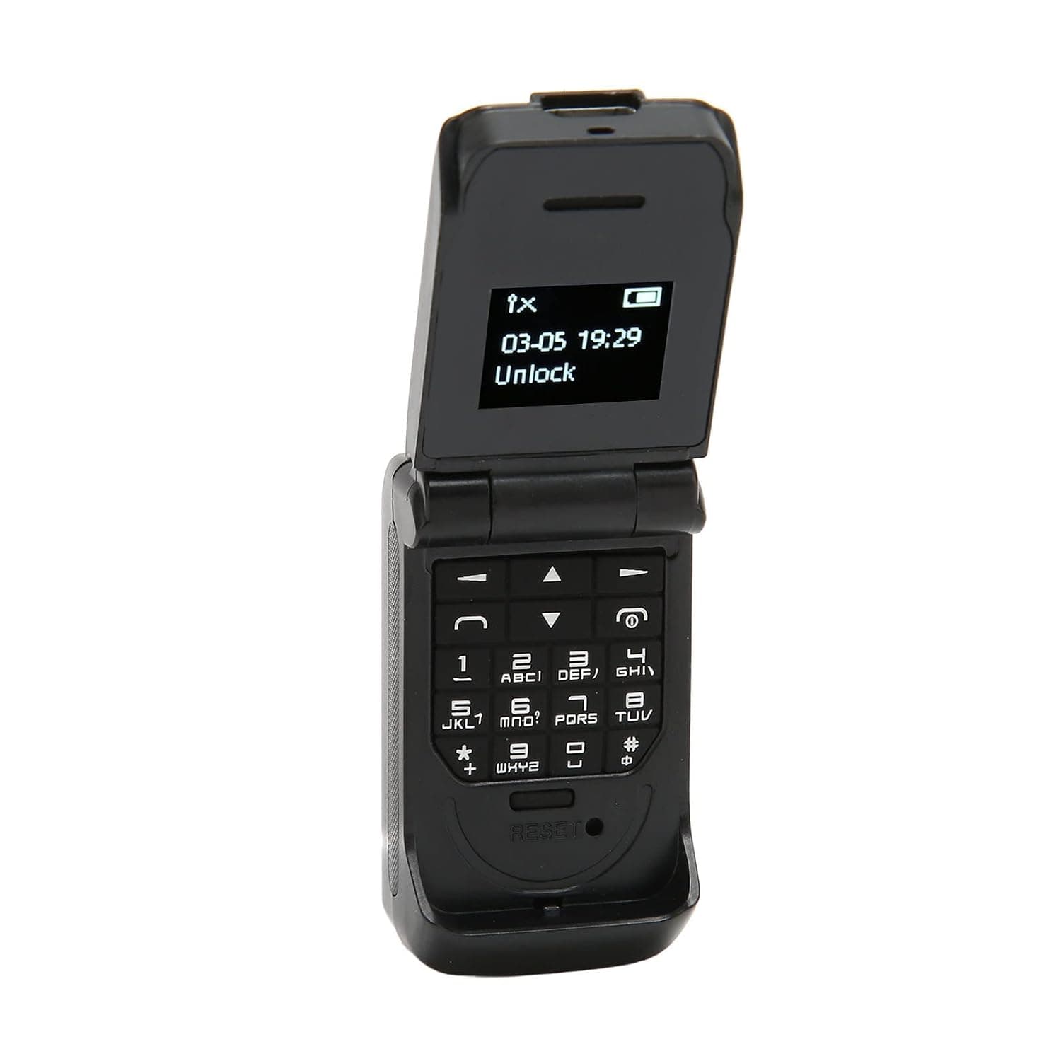HASMI Flip Phone, 64x48 0.66 Inch 300mAh Battery Small Flip Phone 32MB 64MB for Elderly
