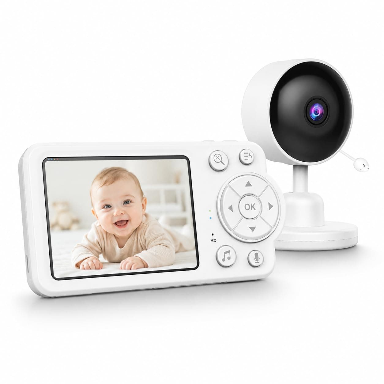 Baby Monitor with Camera and Audio for Nursery, 2.8” HD Video Baby Monitor with Night Vision up to 5m, VOX Cry Alert, Two-Way Talk, Temperature Sensor, Feeding Reminder, 2600mAh Rechargeable Battery
