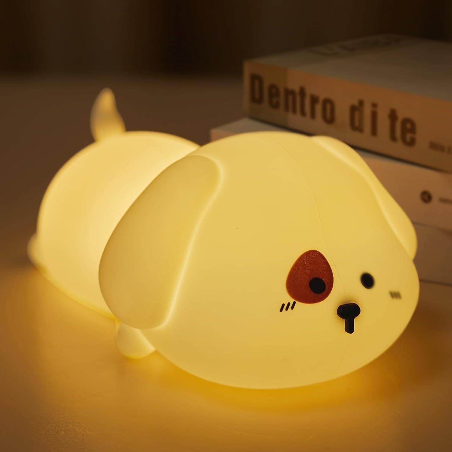 YelaJoy Puppy Night Light for Kids, Cute Animal Bedside Lamp, Rechargeable Tap Control Nursery Light, Dimmable Ambient Lighting for Bedroom, Portable Soft Glow Desk Decor for Boys and Girls