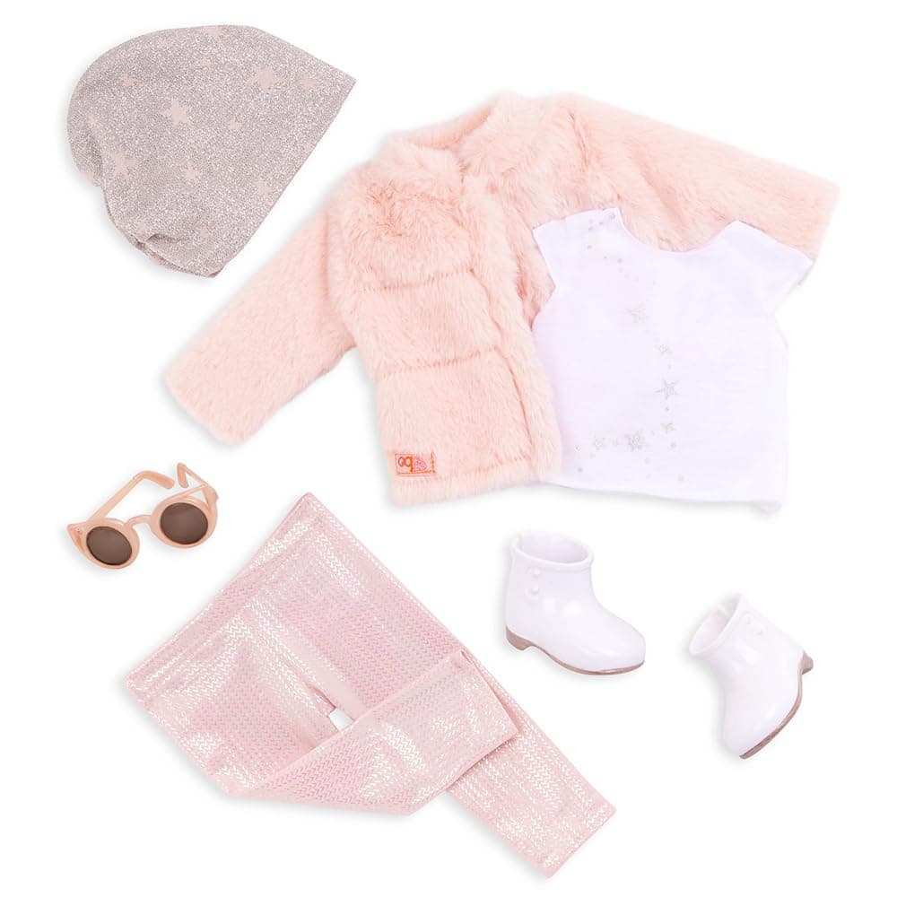 Our Generation – Pink Faux-Fur Coat Outfit – Fashion Accessories – 18-inch Doll Clothes – Pretend Play – Toys For Kids Ages 3 & Up – Fancy & Furry