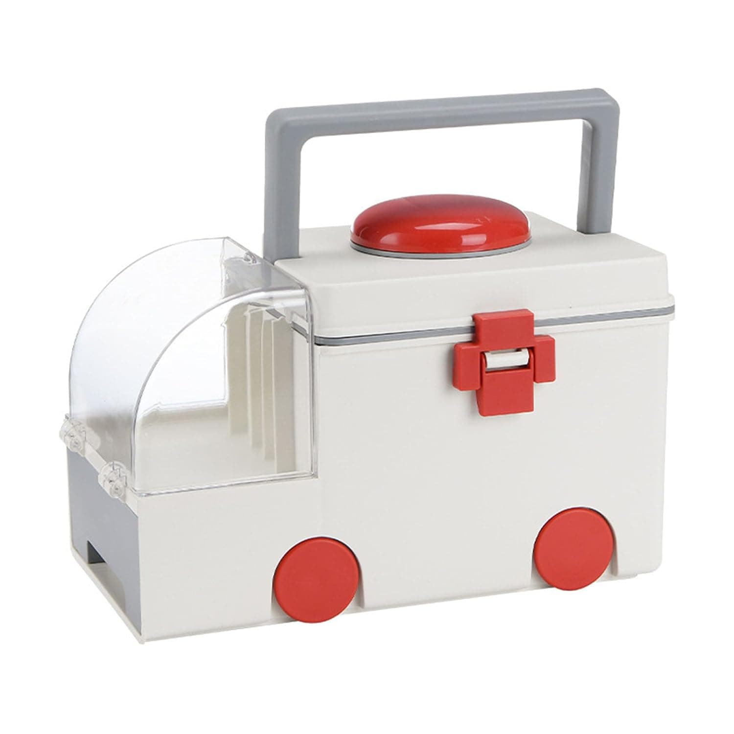 Storage Box, Portable Ambulance Shaped Emergency Equipment for Home Aids with Handle, Organizer for Medical Supplies and s