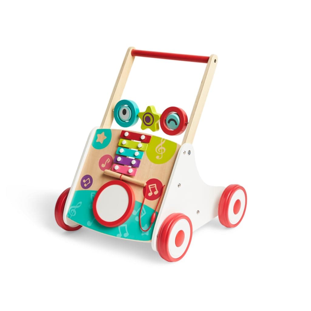 Hape My First Musical Walker – Wooden Baby Push Walker with Adjustable Speed, Music Box & Built-in Xylophone | Toddler Activity Walker for First Steps, Balance & Motor Skills, Baby Walker, 10 Months+