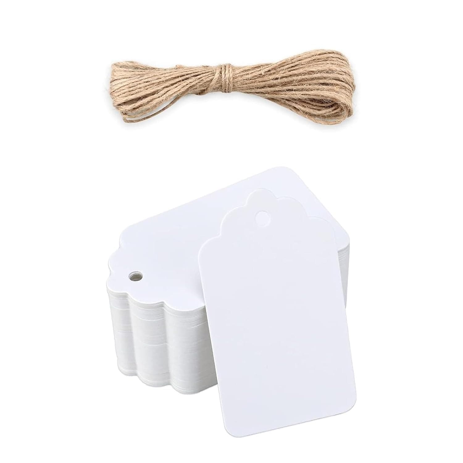 Gift Tags with String, 100 Pcs White Kraft Paper Price Tags for Presents, Christmas, Wedding, Birthday, Easter, and More – 9x4.5cm Labels for Gift Wrapping, Luggage, and DIY Crafts