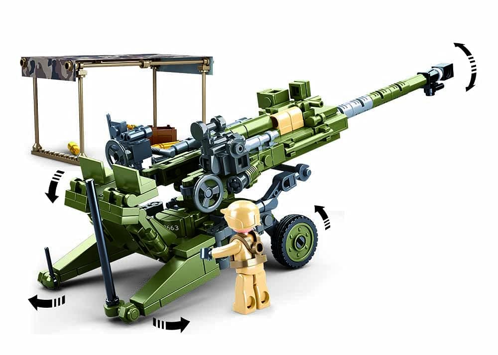 Sluban Model Bricks Series -Artillery Building Blocks With 2 Mini Figurs (24.8CM) - for Age 10+ Years Old - 258Pcs