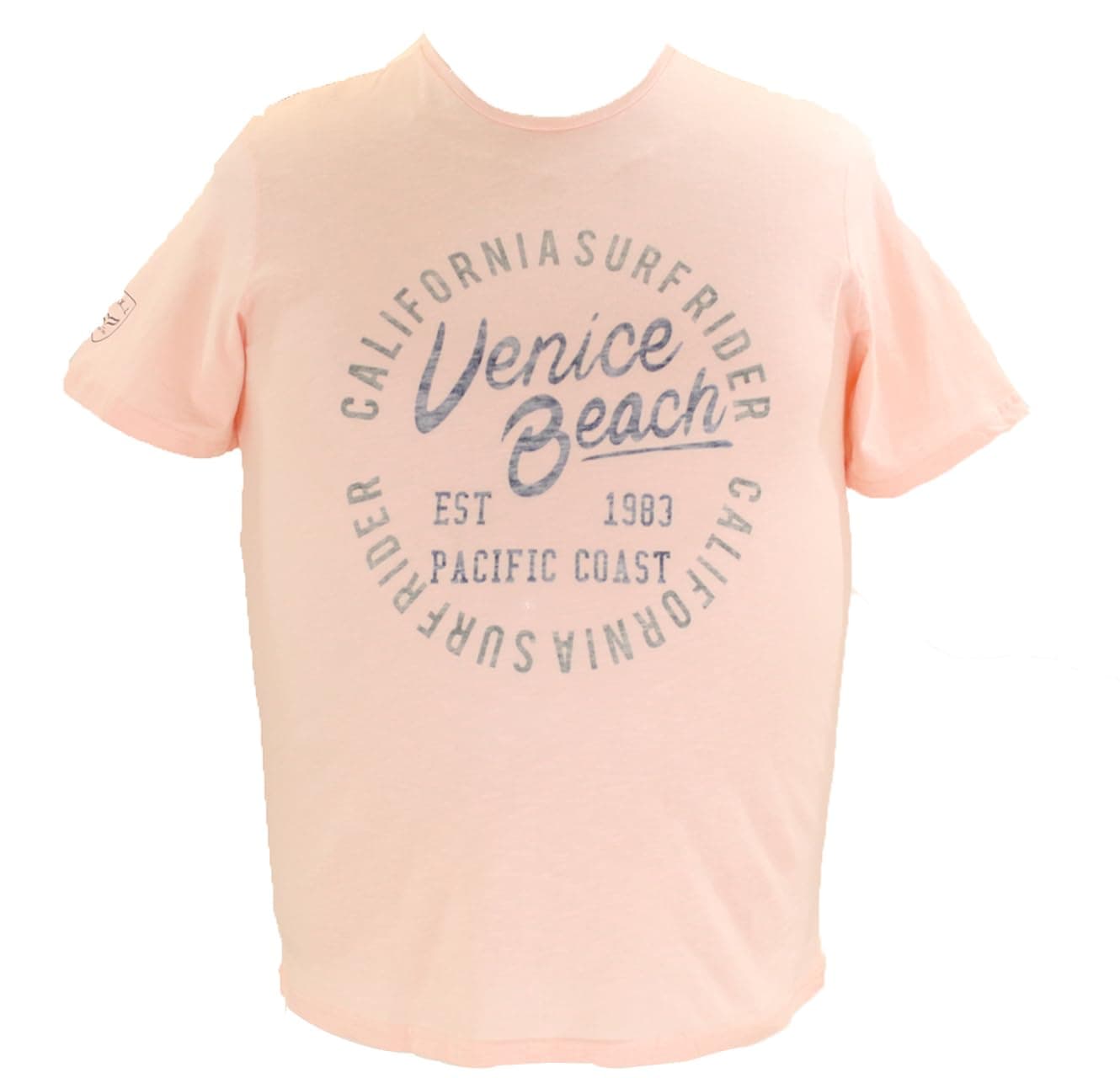 MAX..L Men's Big Size Crew Neck Graphic T-Shirt - 100% Cotton Regular Fit Printed Short Sleeve Summer Tee, Peach Pink - 674074047 3XL