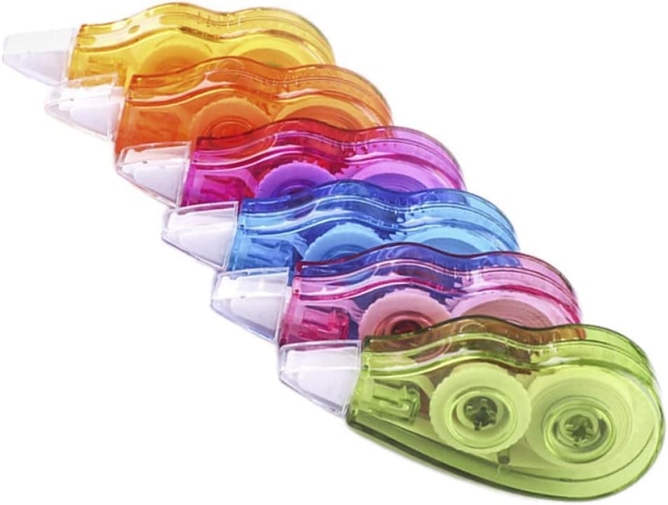 Lonimia Correction Tapes, Colorful White-out Adhesive Tape, 6 Pcs Fast Effective Compact Lightweight Practical Portable Correction Tape, Suitable for Household Use, School, Office, Etc