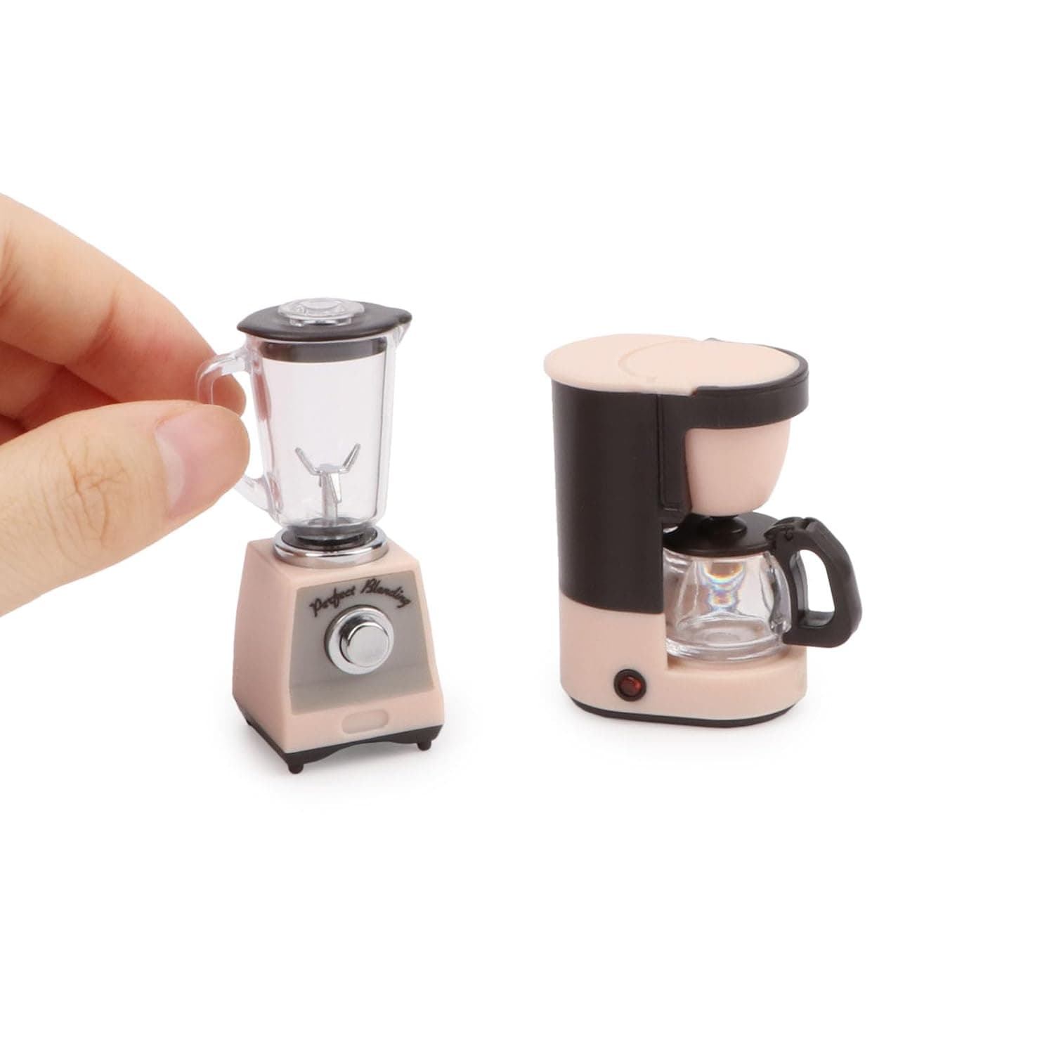 1 12 Scale Dollhouse Kitchen Set 2 Pcs Miniature Coffer Maker & Juicer Pink | Replica kitchenaid movable parts for doll house accessories, realistic kitchen appliances plastic blender carafe coffee pot