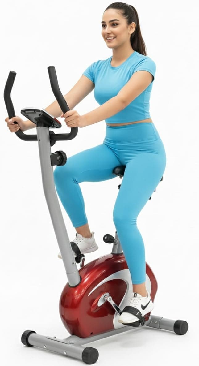 SKY LAND Exercise Bike Indoor Magnetic Cycling Bike with Digital Monitor, Adjustable Resistance & Seat, Lightweight Upright Models