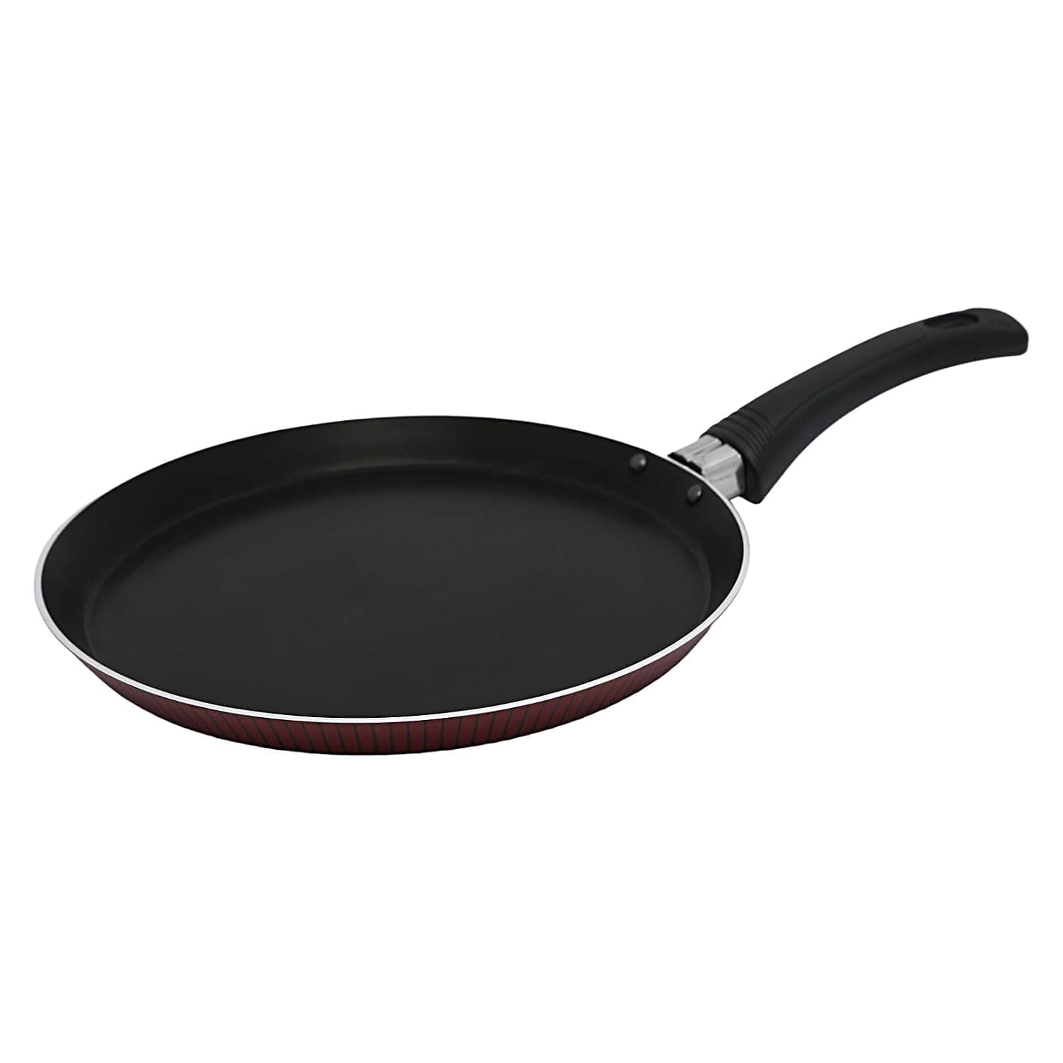 Bister Non Stick Cookware Classy Crepe Pan, Flat Bottom Suitable for Induction Cooker Halogon Oven and Gas Stove, Black/Red, Dia. 24cm