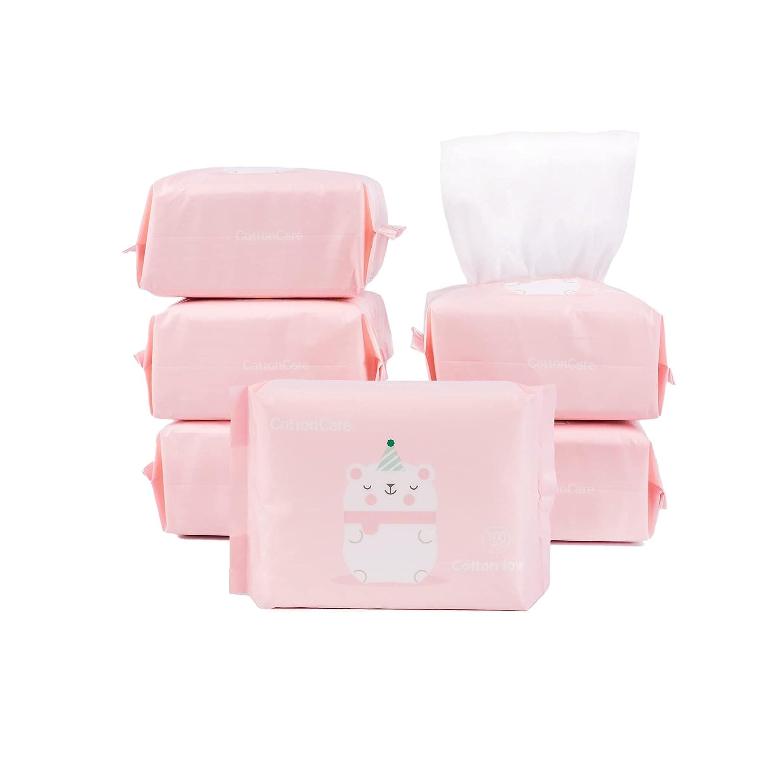 Baby Dry Wipe,100% Cotton,dry wipe cotton tissues,baby sensitive skin,taking care of baby skin,7.9 x 4.7 in 6-Pack (600 Count)