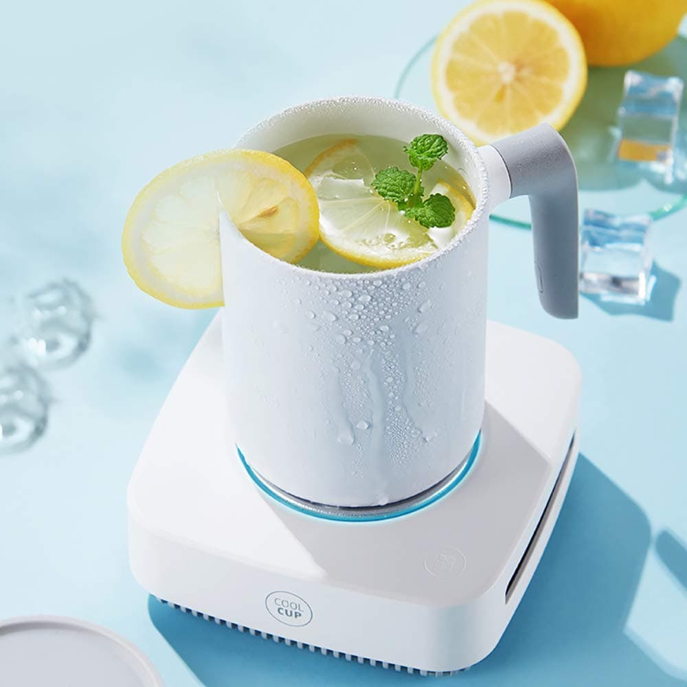 HWHSZ 2 In 1 Cup Cooler Coffee Mug Warmer Set, Smart Reminder To Drink Water, Timing Auto Shut Off, Heating Cooling Beverage Plate for Water Tea Drinks Milk Cocoa, for Office Home Desk Use, 8~55 ° C