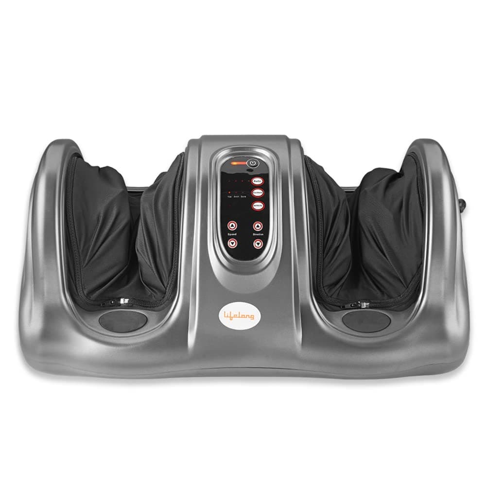 Lifelong LLM360 Corded Electric Foot Massager for Relaxation, Ideal for Home Use with 4 Automatic Programs and 3 Custom Massage Modes (1 Year Warranty, Grey)