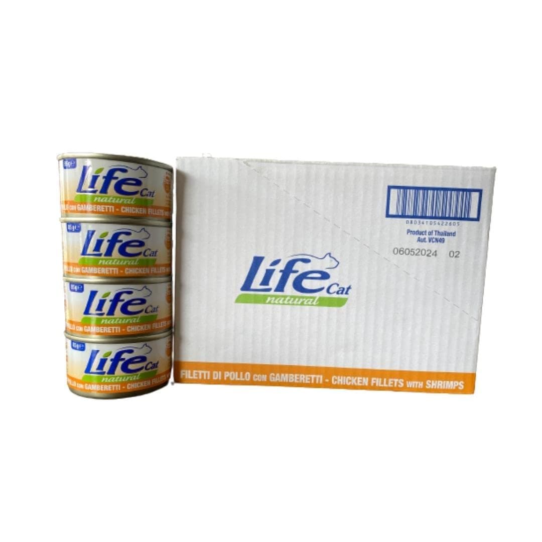 Life Cat wet food chicken fillet with shrimps 85 gm x 24