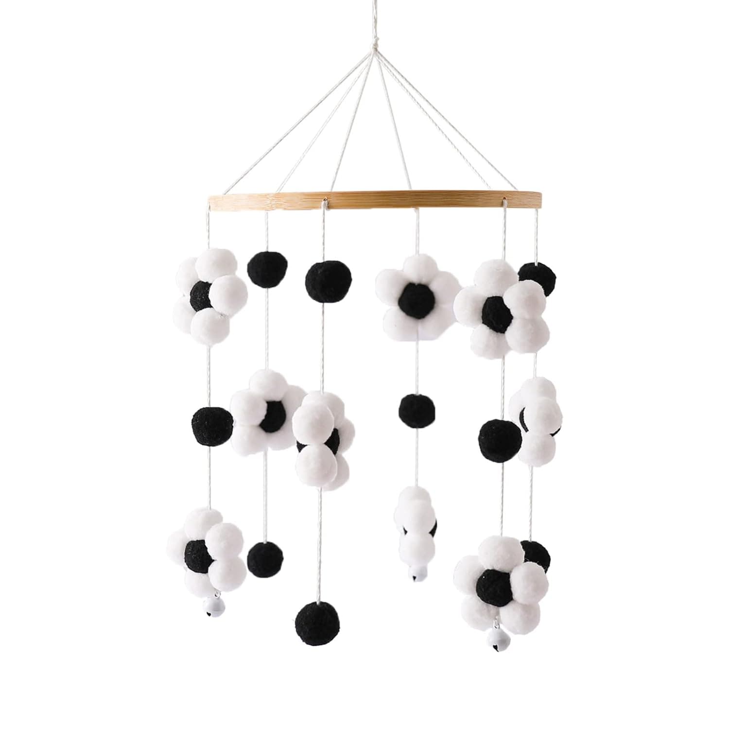 Baby Mobile for Crib - Modern Boho Baby Mobile - Nursery Mobile for Girl or Boy - Colourful Little Flower - Baby Crib Mobile for Boys Girls (Black and White)