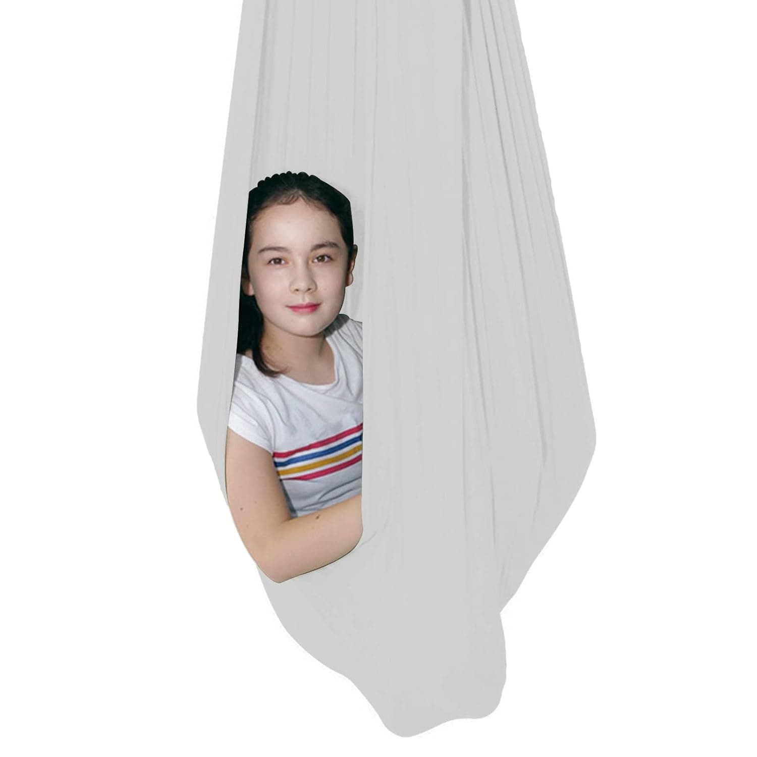 Sensory Swing for adults Indoor kids Therapy Swing Calming Snuggle Hammock durable soft strong fabric swing Best suited for children with SPD Autism and Asperger (Color : White, Size : 1.5M x 2.8M)