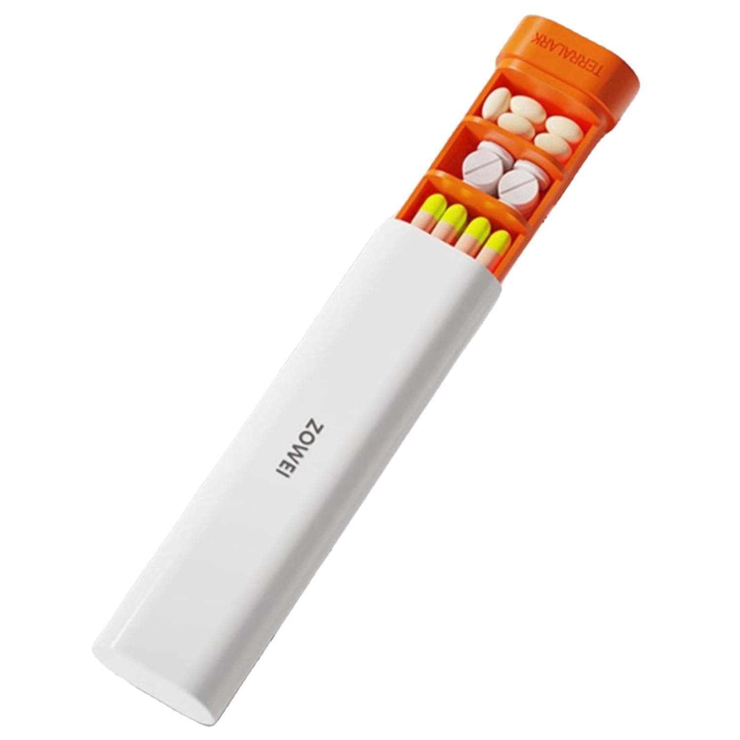 NESLIN Pill Organizer 7 Days, Daily Pill Box, Weekly Travel Pill Case, Cute Pill Holder to Hold Vitamins, Medicines, Pills, Supplements (White+Orange)
