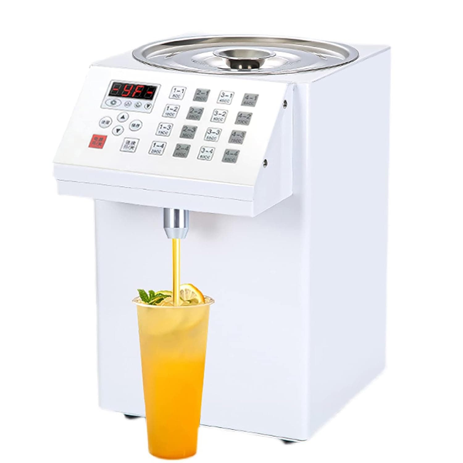 Commercial Fructose Machine, 8L Automatic Sugar Fructose Syrup Dispenser, 16 Groups Fructose Quantitative Machine Bubble Tea Equipment Milk Tea Drink