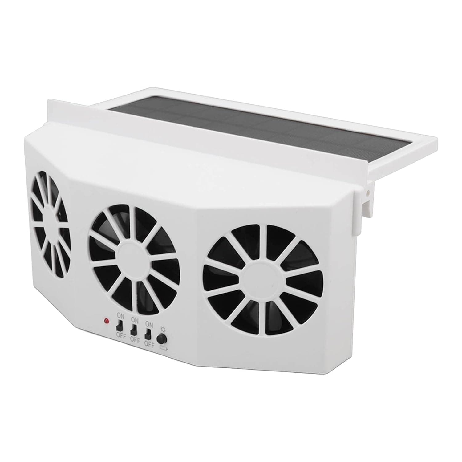 Solar Powered Car Cooler 3 Fans Car Exhaust Ventilation Fan for Cooling System White