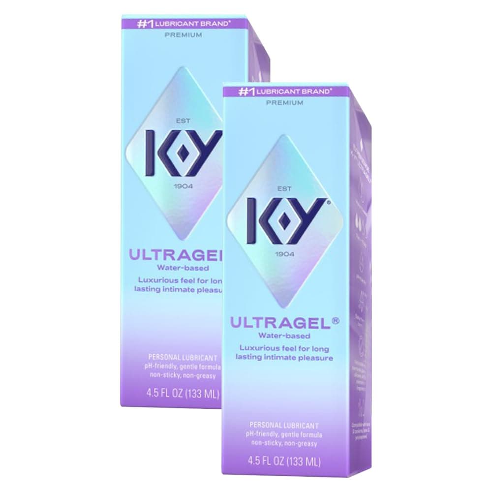 K-Y Ultragel Lube, Personal Lubricant, Water-Based Formula, Safe to Use with Silicone Toys, For Men, Women and Couples, 4.5 FL OZ (Pack of 2) | Ultragel Premium Water-Based Body Friendly Formula Personal Lubricant for Wetter Sex for Men