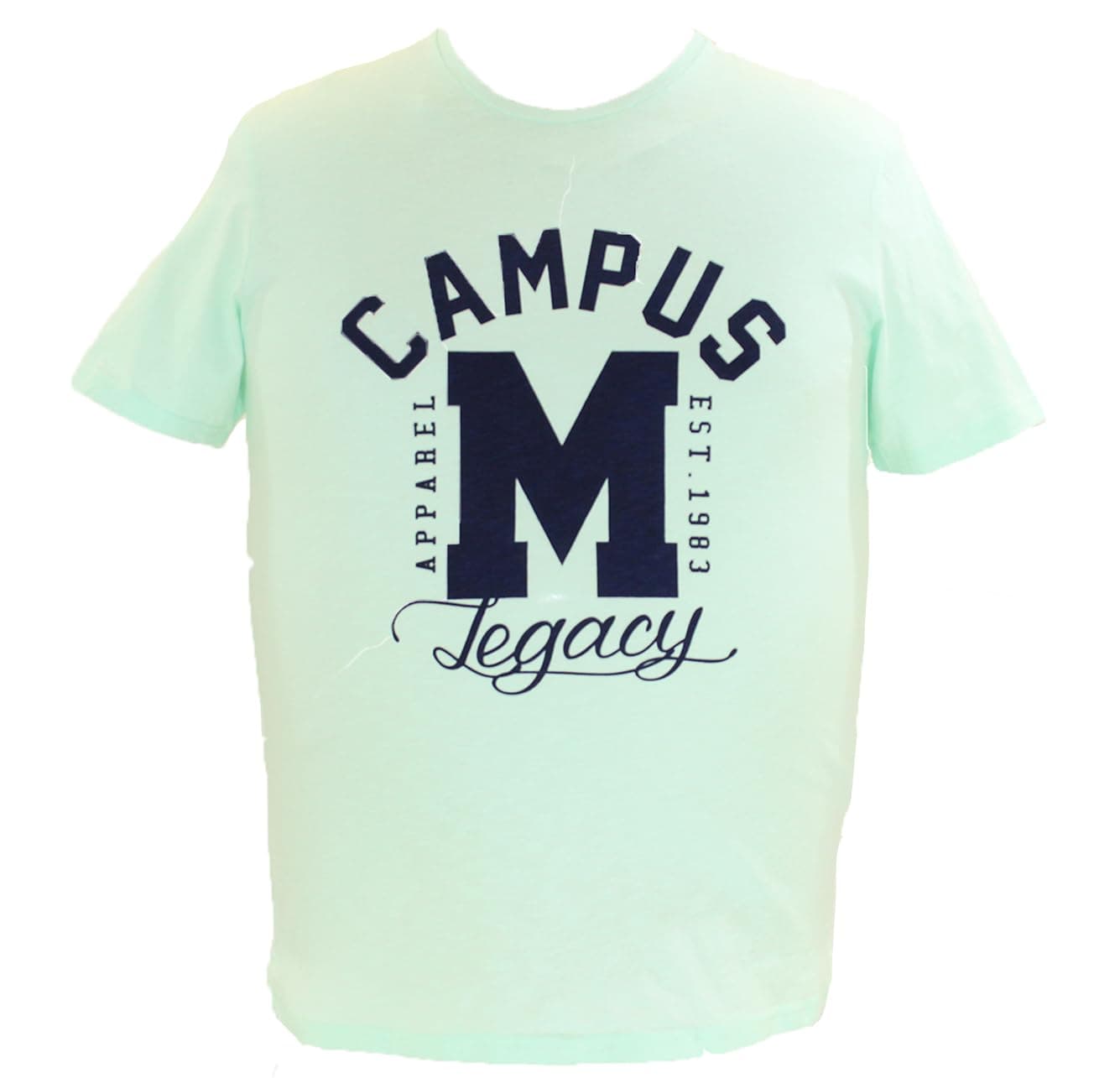 MAX..L Men's Big Size Crew Neck Graphic T-Shirt - 100% Cotton Regular Fit Printed Short Sleeve Summer Tee, Mint Green - 584074046 4XL