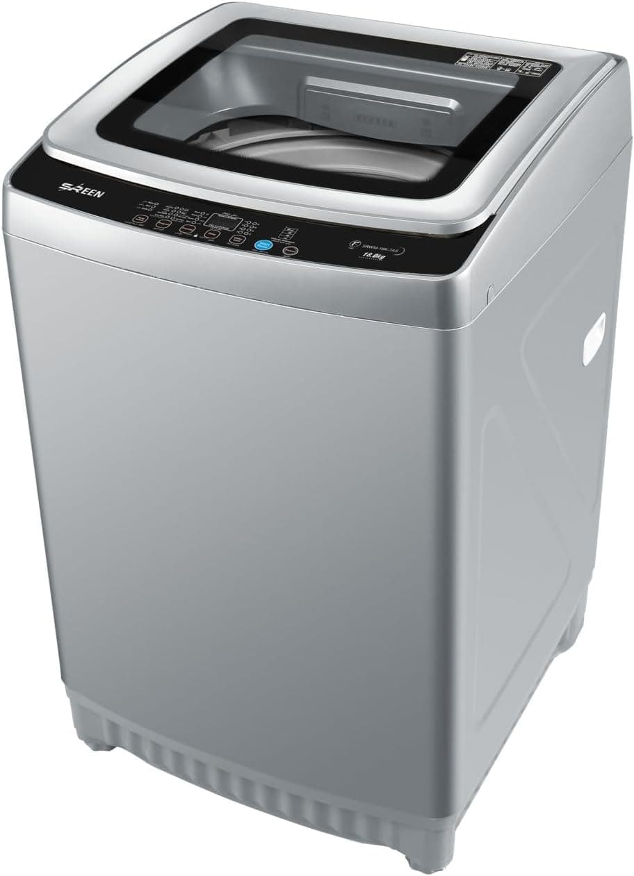 Sreen SRWM-18K-TAS Top Load Automatic Washing Machine, 18 kg Load Capacity, Silver