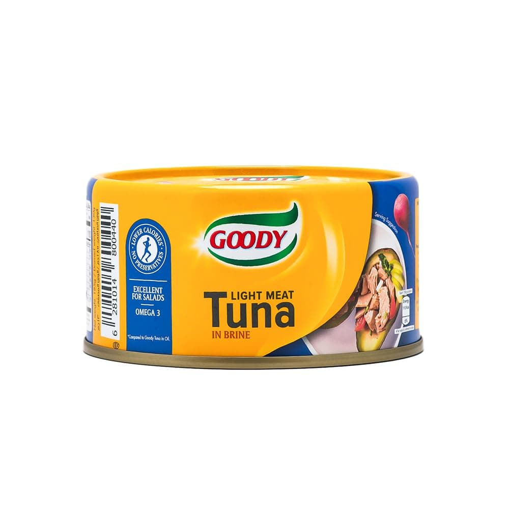 Goody Light Tuna in Brine 185g, 45g Protein, Made from Skipjack Tuna, Pure and Natural Taste, No Preservatives