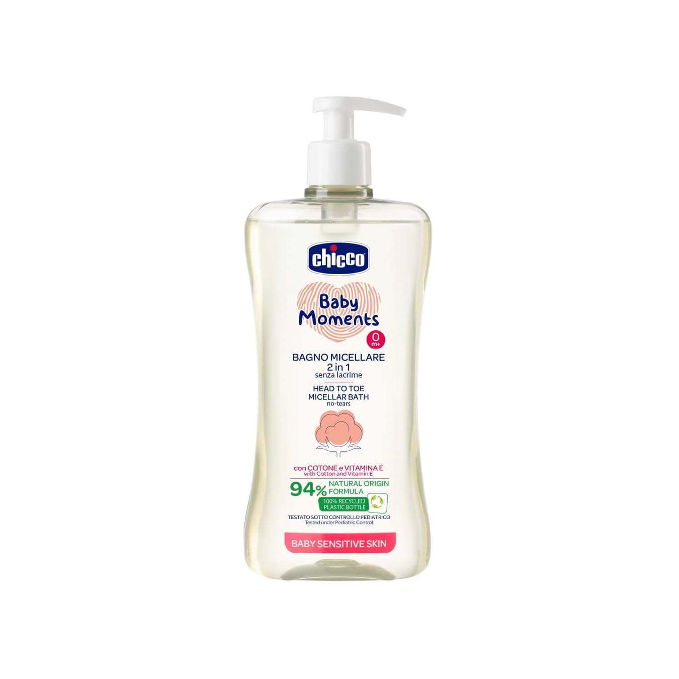Chicco Baby Moments Head To Toe Micellar Bath No Tears For Baby Sensitive Skin 0M+ 500Ml, Multicolor