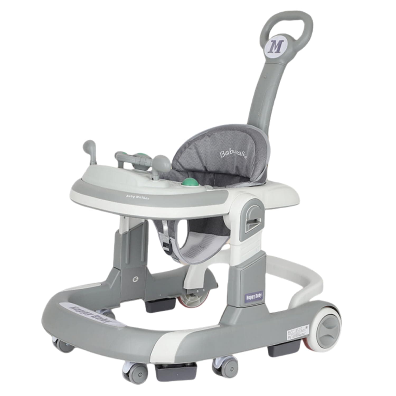 SKY-TOUCH 4-in-1 Foldable Baby Walkers with Wheels and Baby Activity Center Toys Tray with Music, 4-Gear Height Adjustable Infant Toddler Baby Walker, Baby Walker for Boys and Girls from 6-24 Months