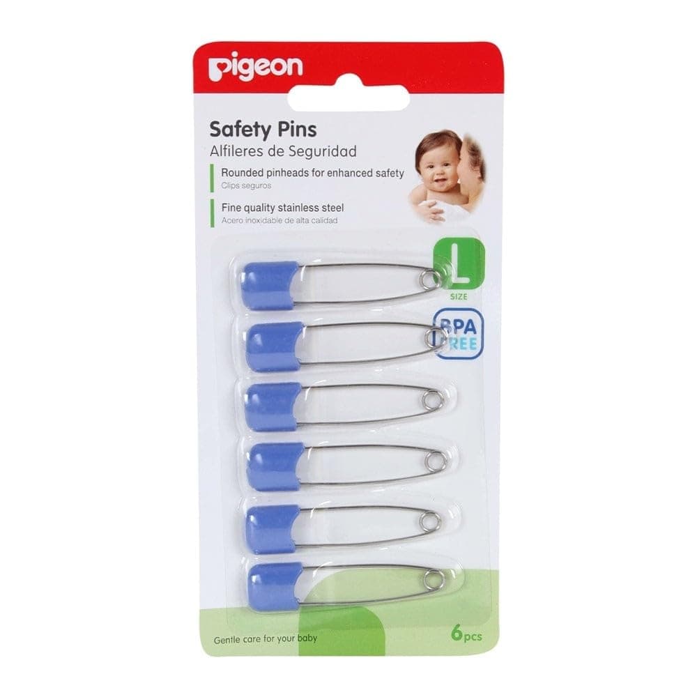 Pigeon Safety Pins Large, Assorted Colors, 6 Pieces/Card